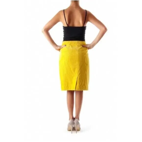 Maeve Yellow Corduroy Pencil Skirt Womens Knee-Length With Side Zipper Size 4 - Picture 2 of 15